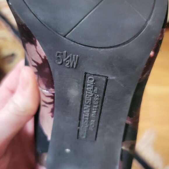 Chic Black Floral Pink Cream Lilac Design Silk Sheen Stiletto Heels 5.5 Comfort - Picture 8 of 16